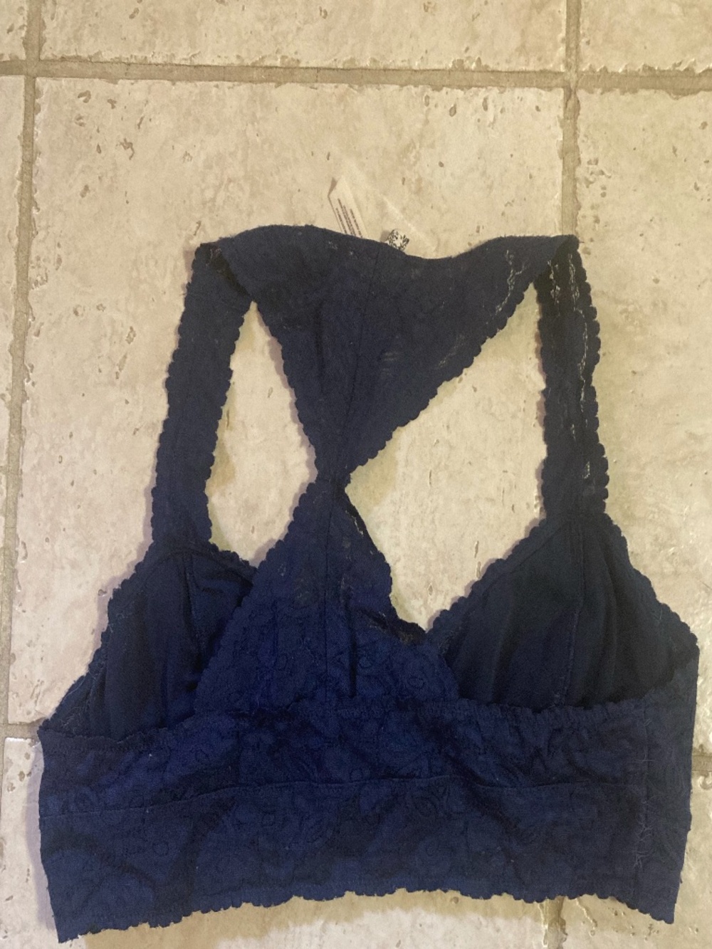 Intimately by Free People Lace Bra Bralette Navy Blue XL Flawed - Picture 5 of 7